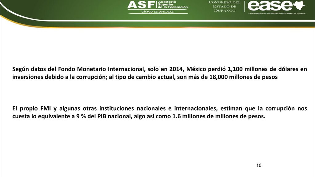 Según datos del Fondo Monetario Internacional, solo en 2014, México perdió 1,100 millones de dólares en inversiones debido a la corrupción; al tipo de cambio actual, son más de 18,000 millones de pesos