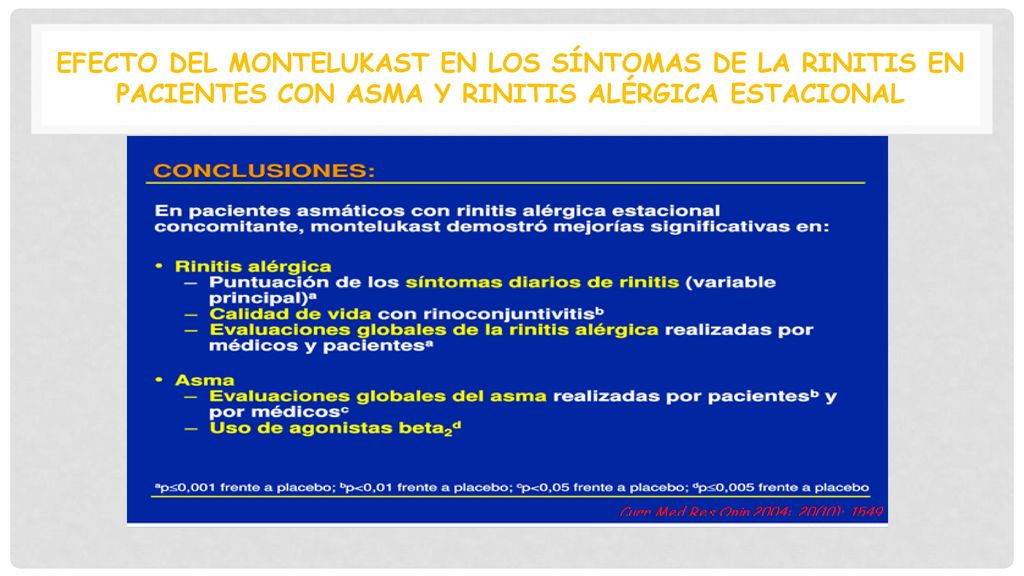 Efecto del montelukast en los síntomas de la rinitis en pacientes con asma y rinitis alérgica estacional