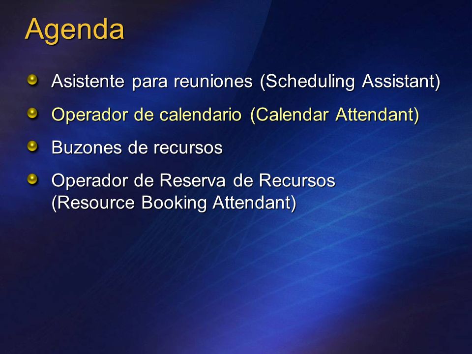 Agenda Asistente para reuniones (Scheduling Assistant)