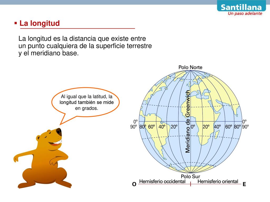 Al igual que la latitud, la longitud también se mide en grados.