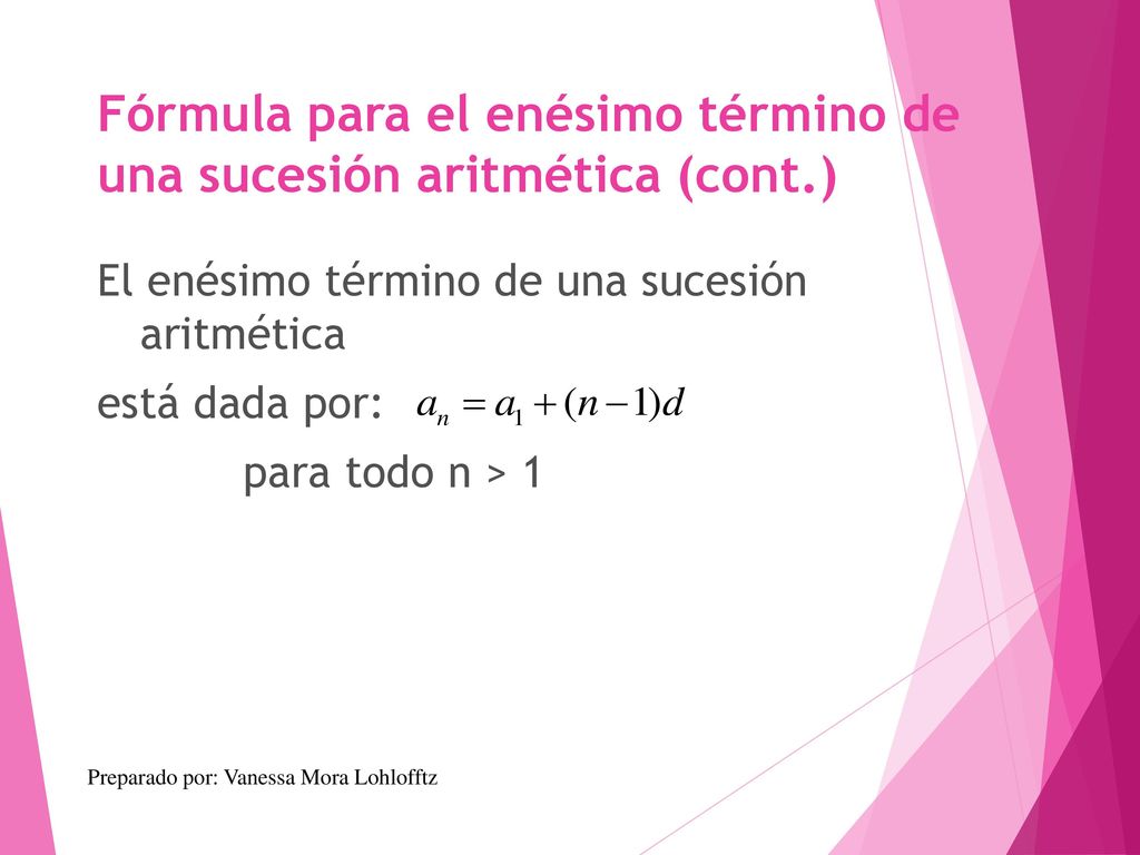 Fórmula para el enésimo término de una sucesión aritmética (cont.)