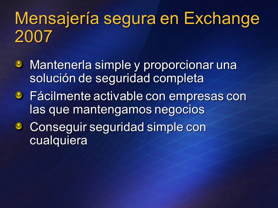 Mensajería segura en Exchange 2007