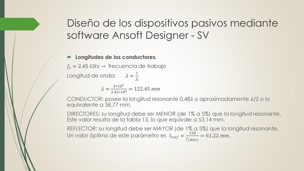 Diseño de los dispositivos pasivos mediante software Ansoft Designer - SV