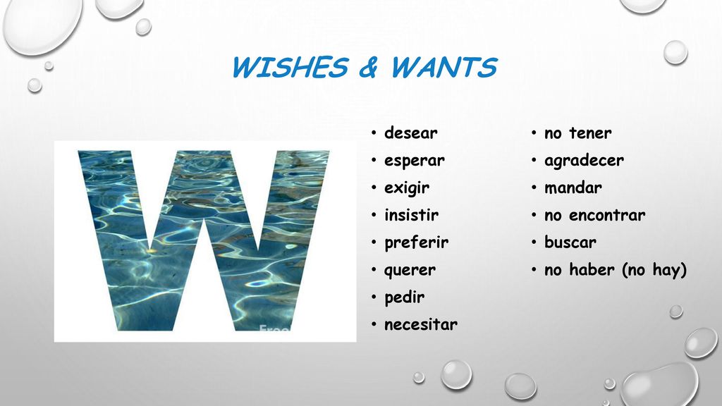 WISHES & WANTS desear no tener esperar agradecer exigir mandar