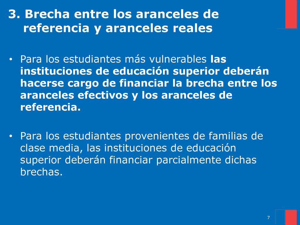 3. Brecha entre los aranceles de referencia y aranceles reales
