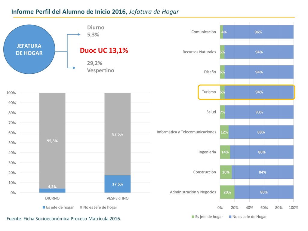 Informe Perfil del Alumno de Inicio 2016, Jefatura de Hogar
