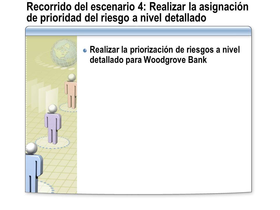 Recorrido del escenario 4: Realizar la asignación de prioridad del riesgo a nivel detallado