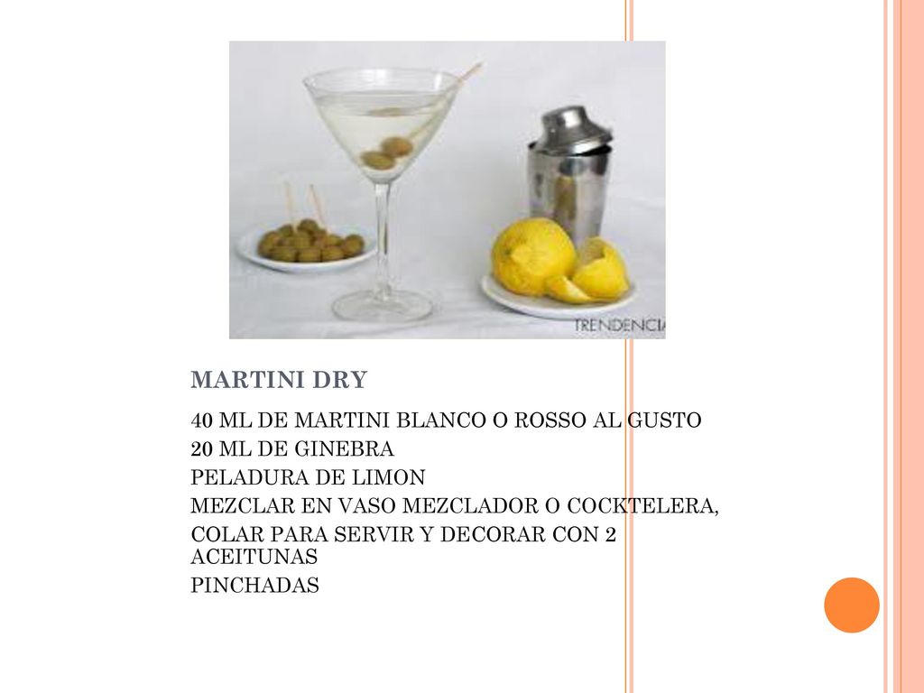 MARTINI DRY 40 ML DE MARTINI BLANCO O ROSSO AL GUSTO 20 ML DE GINEBRA