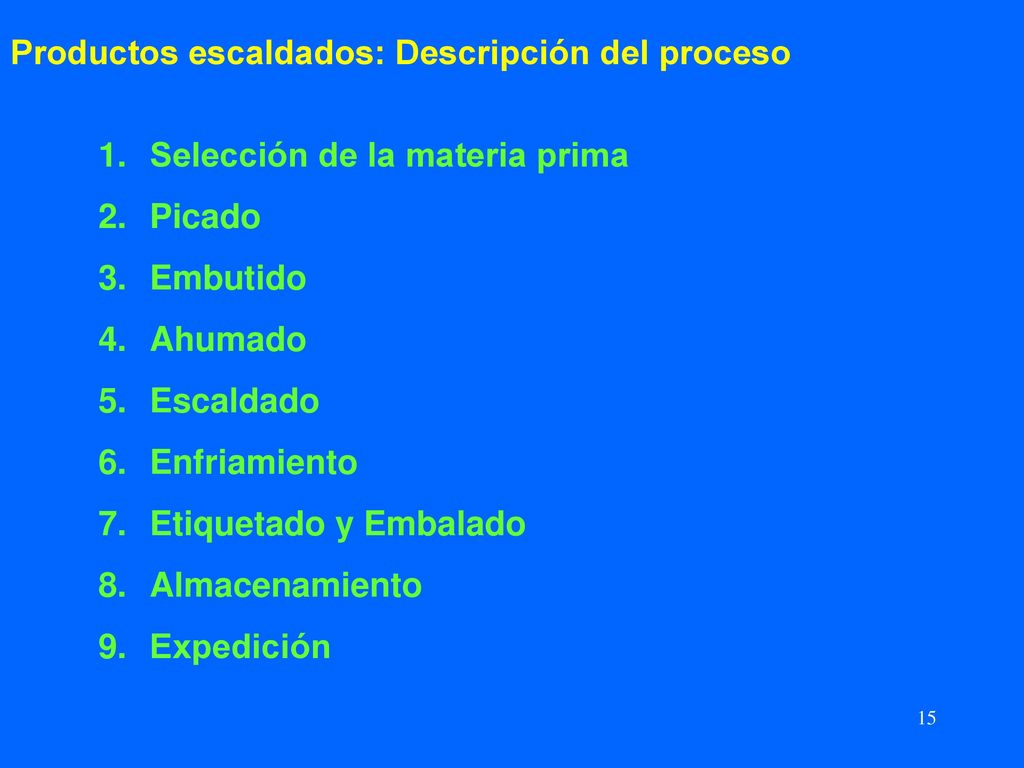 Productos escaldados: Descripción del proceso