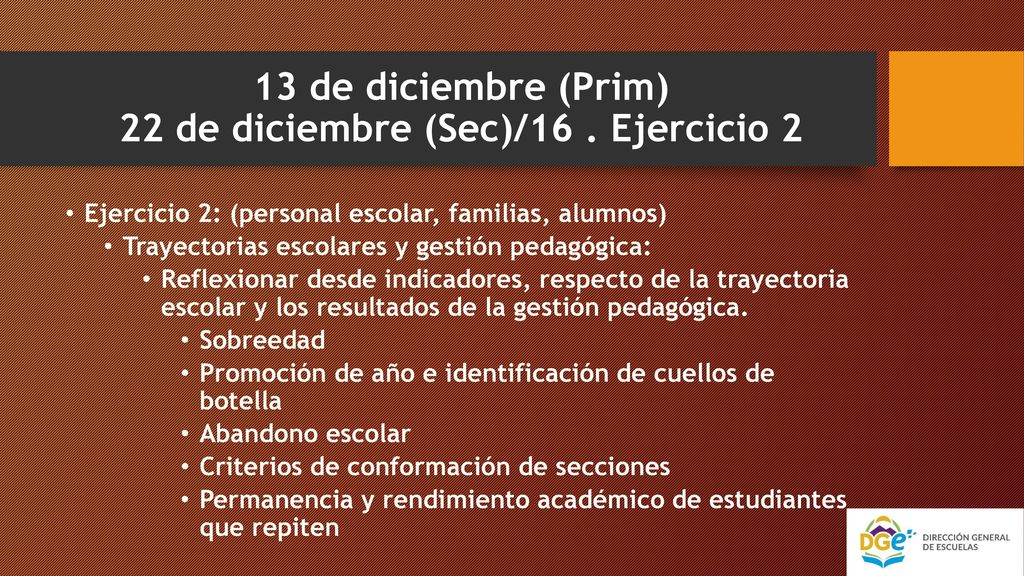 13 de diciembre (Prim) 22 de diciembre (Sec)/16 . Ejercicio 2