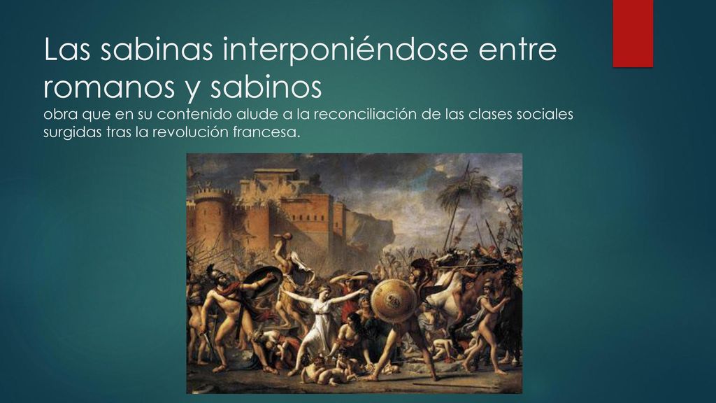 Las sabinas interponiéndose entre romanos y sabinos obra que en su contenido alude a la reconciliación de las clases sociales surgidas tras la revolución francesa.