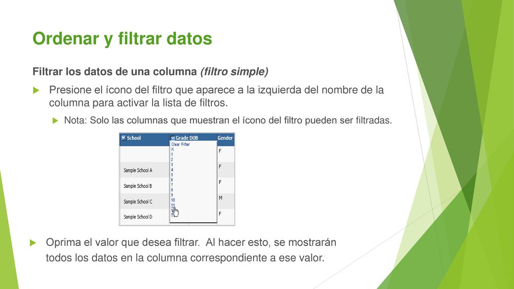 Ordenar y filtrar datos