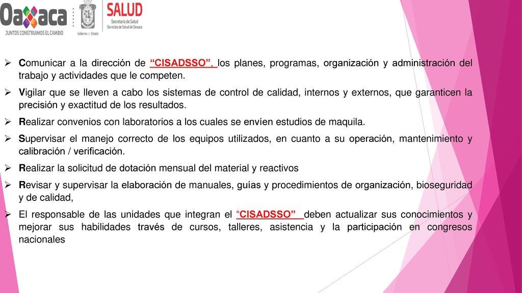 Comunicar a la dirección de CISADSSO , los planes, programas, organización y administración del trabajo y actividades que le competen.