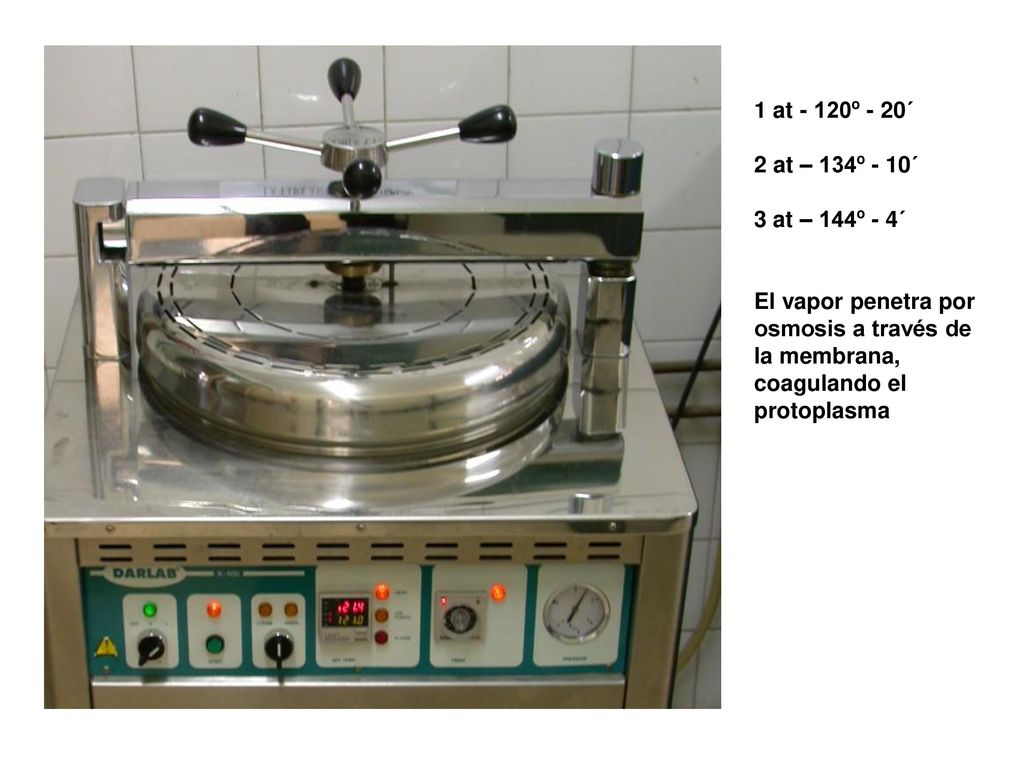 1 at - 120º - 20´ 2 at – 134º - 10´ 3 at – 144º - 4´ El vapor penetra por.