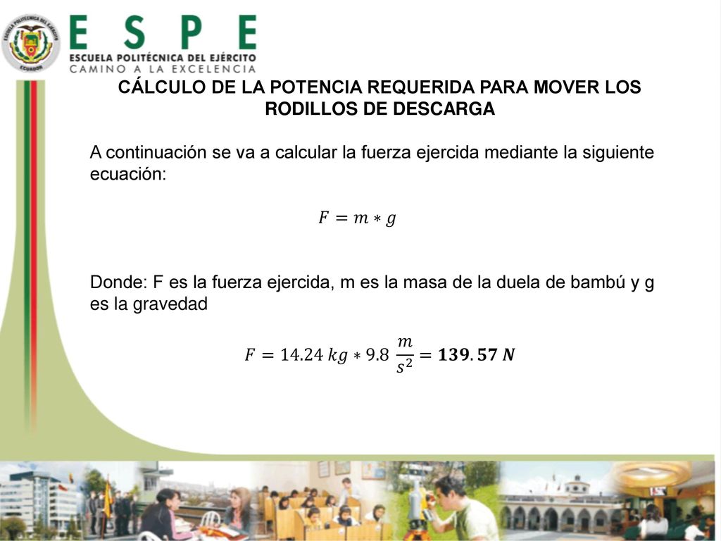 CÁLCULO DE LA POTENCIA REQUERIDA PARA MOVER LOS RODILLOS DE DESCARGA