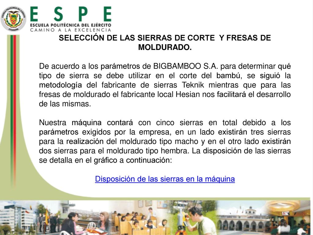 SELECCIÓN DE LAS SIERRAS DE CORTE Y FRESAS DE MOLDURADO.