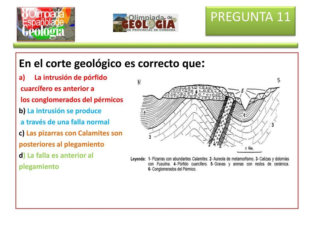 PREGUNTA 11 En el corte geológico es correcto que: