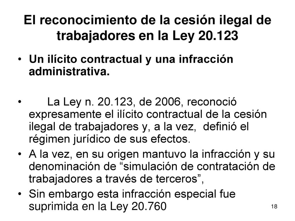 El reconocimiento de la cesión ilegal de trabajadores en la Ley