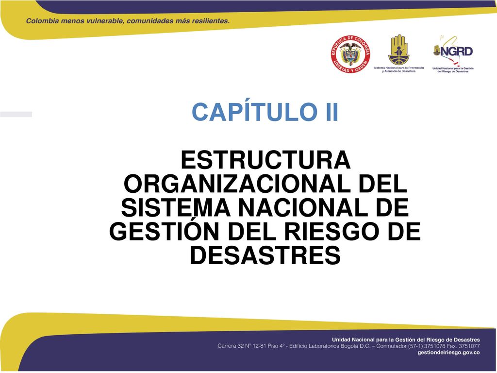 CAPÍTULO II ESTRUCTURA ORGANIZACIONAL DEL SISTEMA NACIONAL DE GESTIÓN DEL RIESGO DE DESASTRES