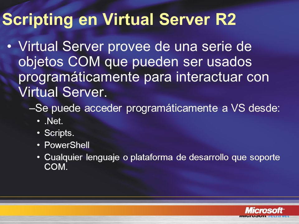 Scripting en Virtual Server R2