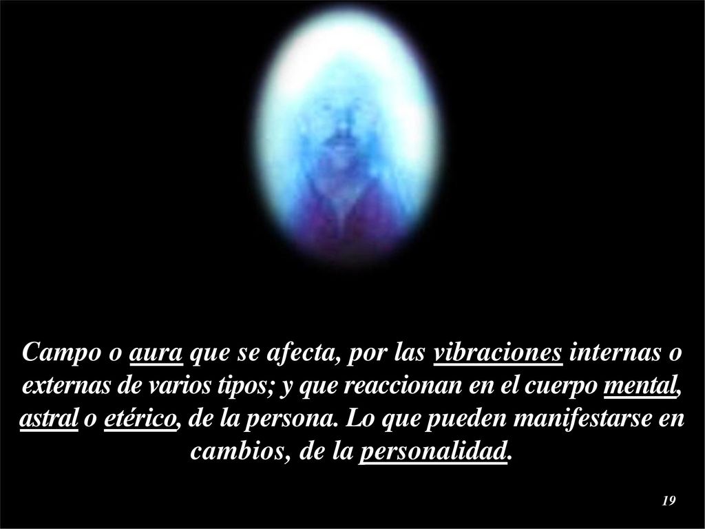 Campo o aura que se afecta, por las vibraciones internas o externas de varios tipos; y que reaccionan en el cuerpo mental, astral o etérico, de la persona.
