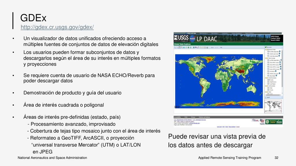GDEx Puede revisar una vista previa de los datos antes de descargar