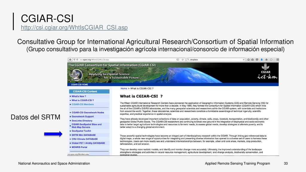 CGIAR-CSI   Consultative Group for International Agricultural Research/Consortium of Spatial Information.