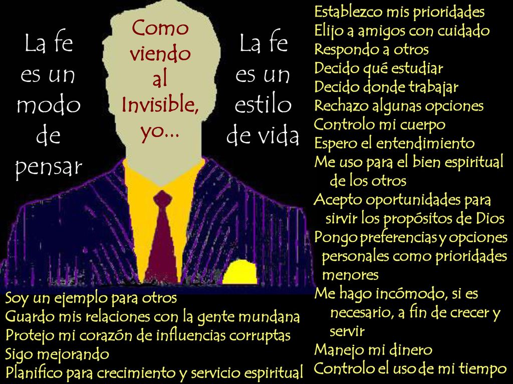 La fe es un modo de pensar La fe es un estilo de vida Como viendo al