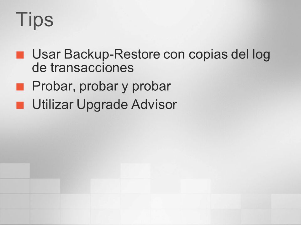 Tips Usar Backup-Restore con copias del log de transacciones