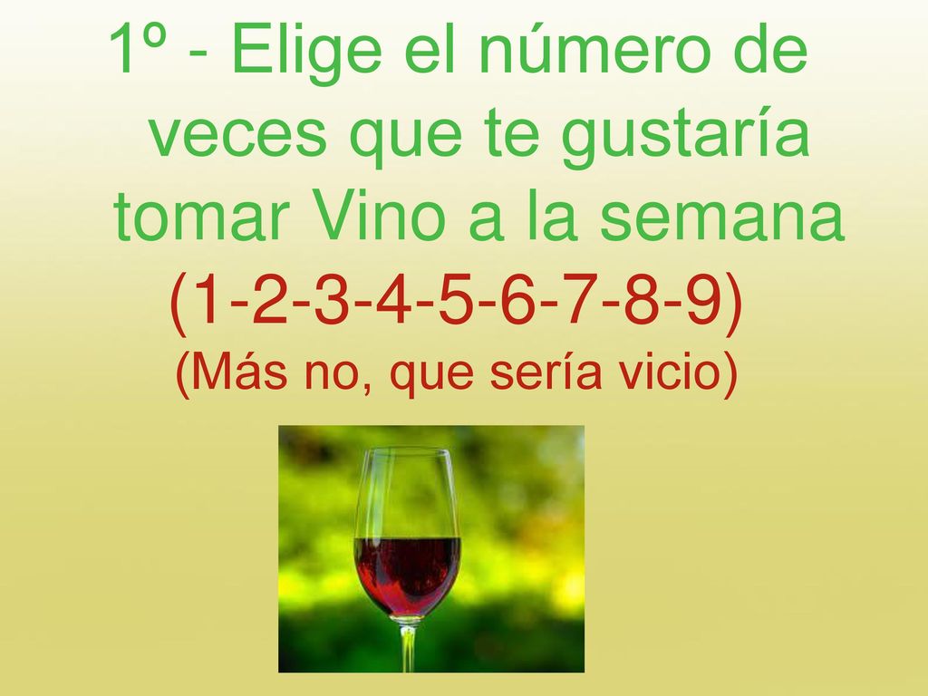 1º - Elige el número de veces que te gustaría tomar Vino a la semana