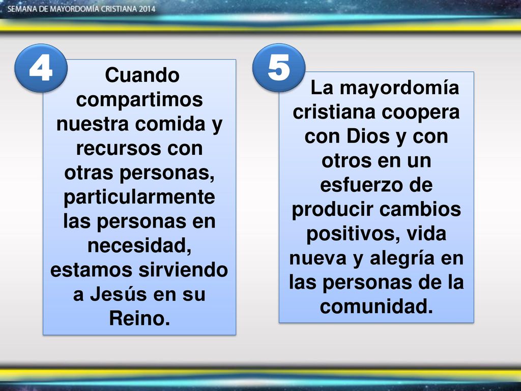 Cuando compartimos nuestra comida y recursos con otras personas, particularmente las personas en necesidad, estamos sirviendo a Jesús en su Reino.