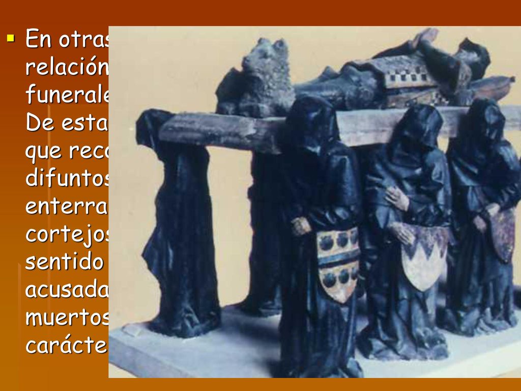 En otras ocasiones aparecen temas en relación con la liturgia y el rito de los funerales, que se generalizarán en el S.