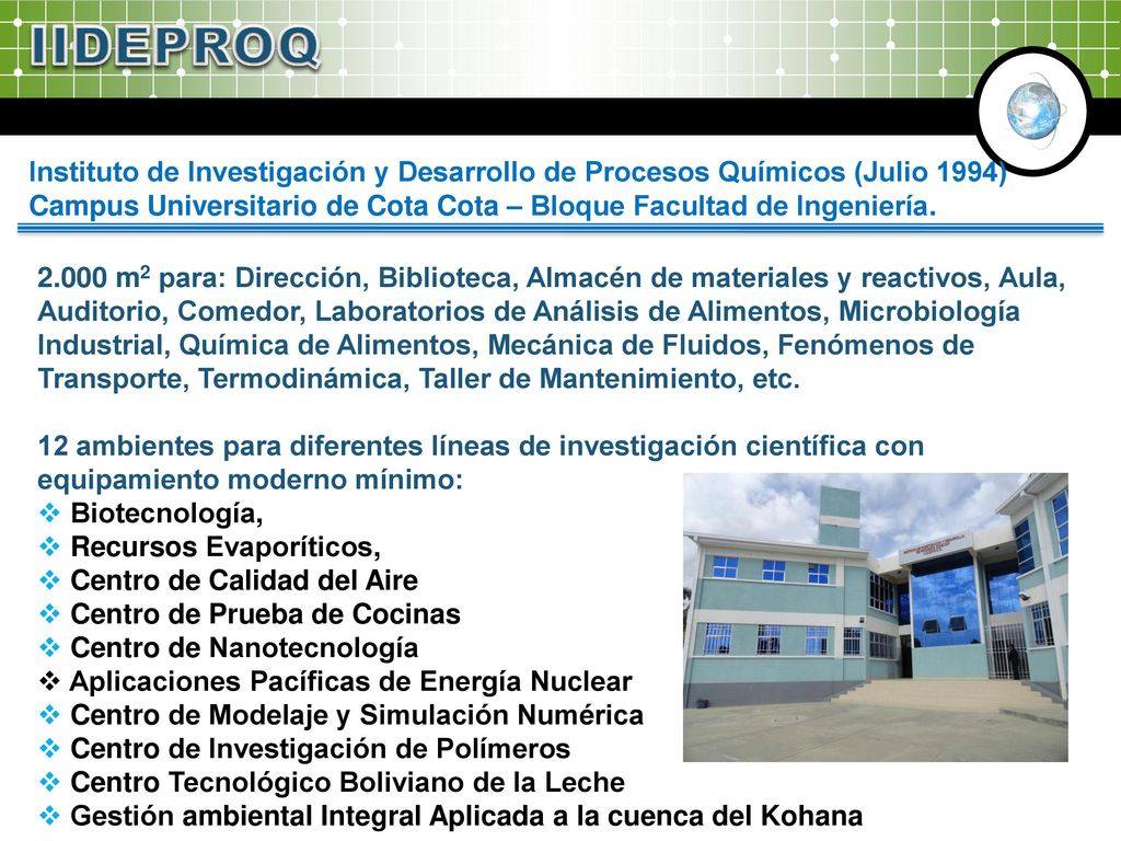 IIDEPROQ Instituto de Investigación y Desarrollo de Procesos Químicos (Julio 1994)
