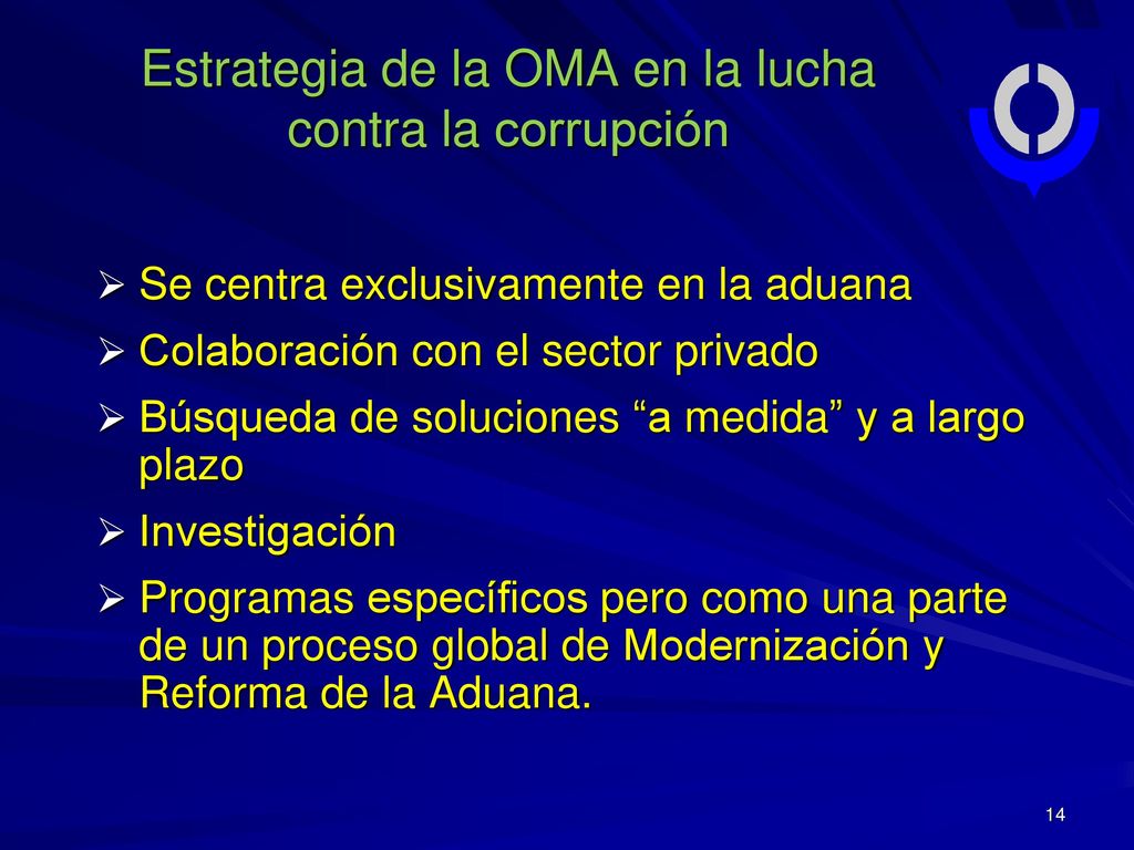 Estrategia de la OMA en la lucha contra la corrupción