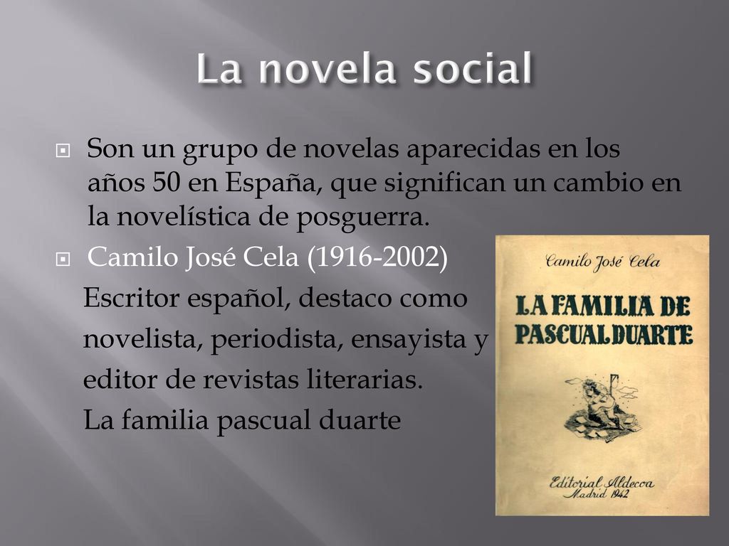 La novela social Son un grupo de novelas aparecidas en los años 50 en España, que significan un cambio en la novelística de posguerra.
