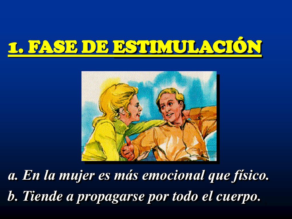 1. FASE DE ESTIMULACIÓN a. En la mujer es más emocional que físico.