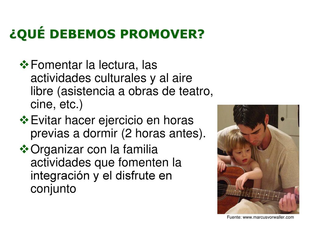 Evitar hacer ejercicio en horas previas a dormir (2 horas antes).