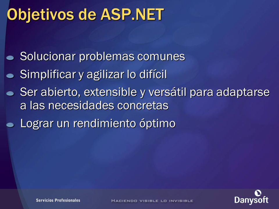 Objetivos de ASP.NET Solucionar problemas comunes