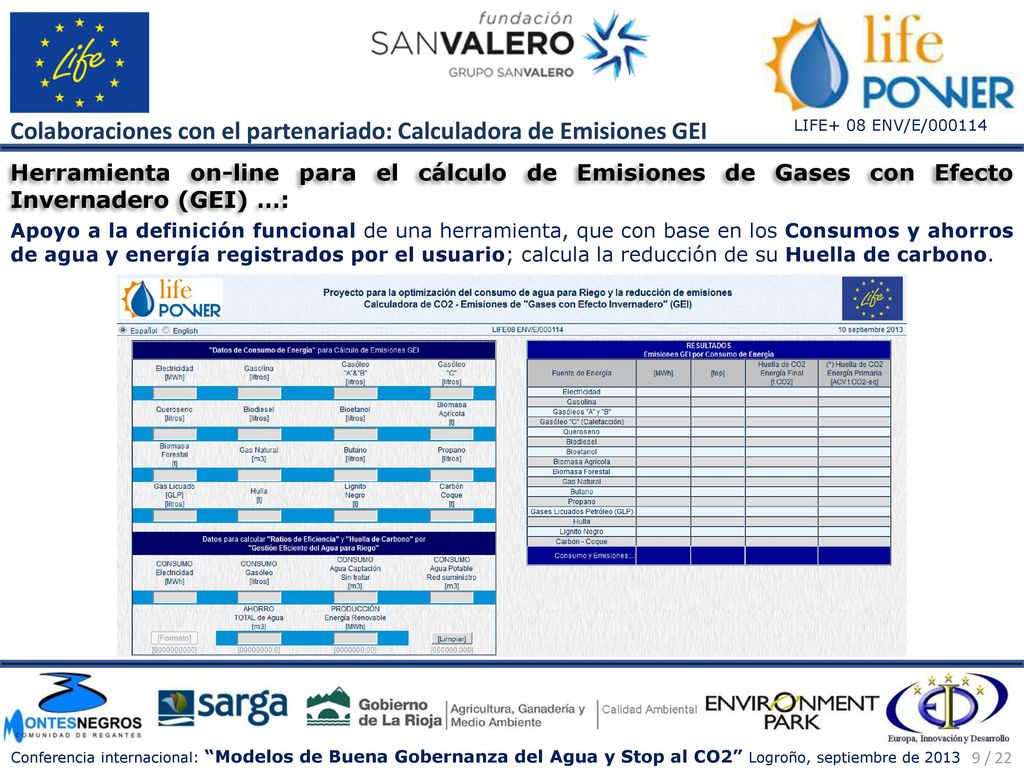 Colaboraciones con el partenariado: Calculadora de Emisiones GEI