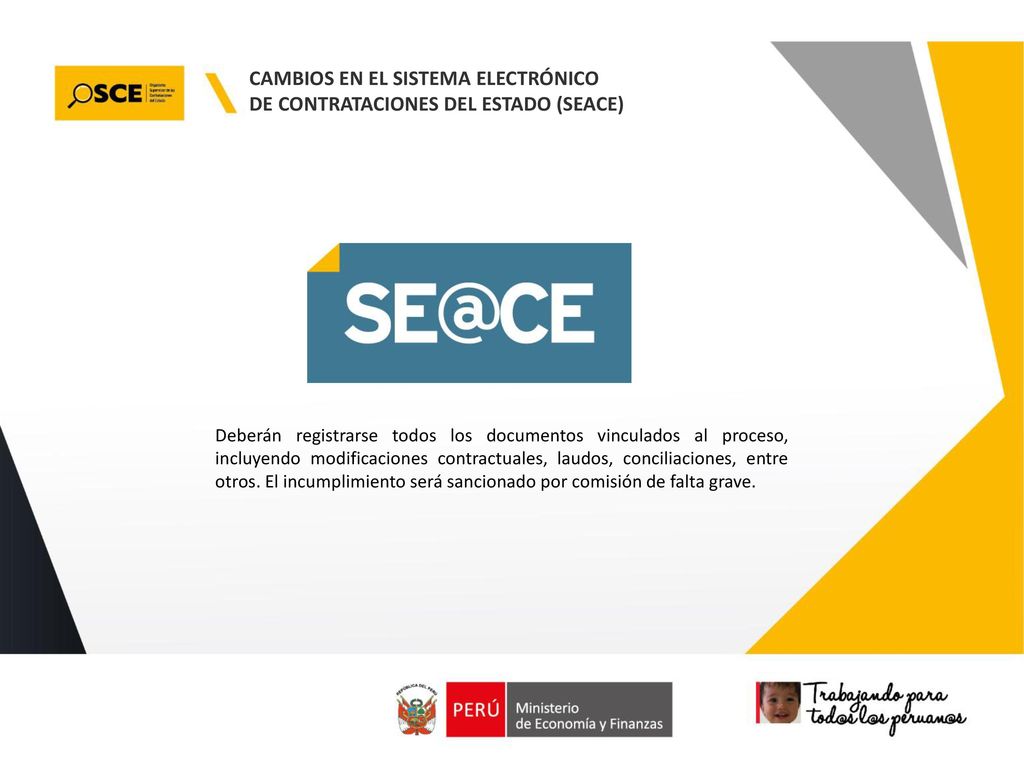 CAMBIOS EN EL SISTEMA ELECTRÓNICO DE CONTRATACIONES DEL ESTADO (SEACE)