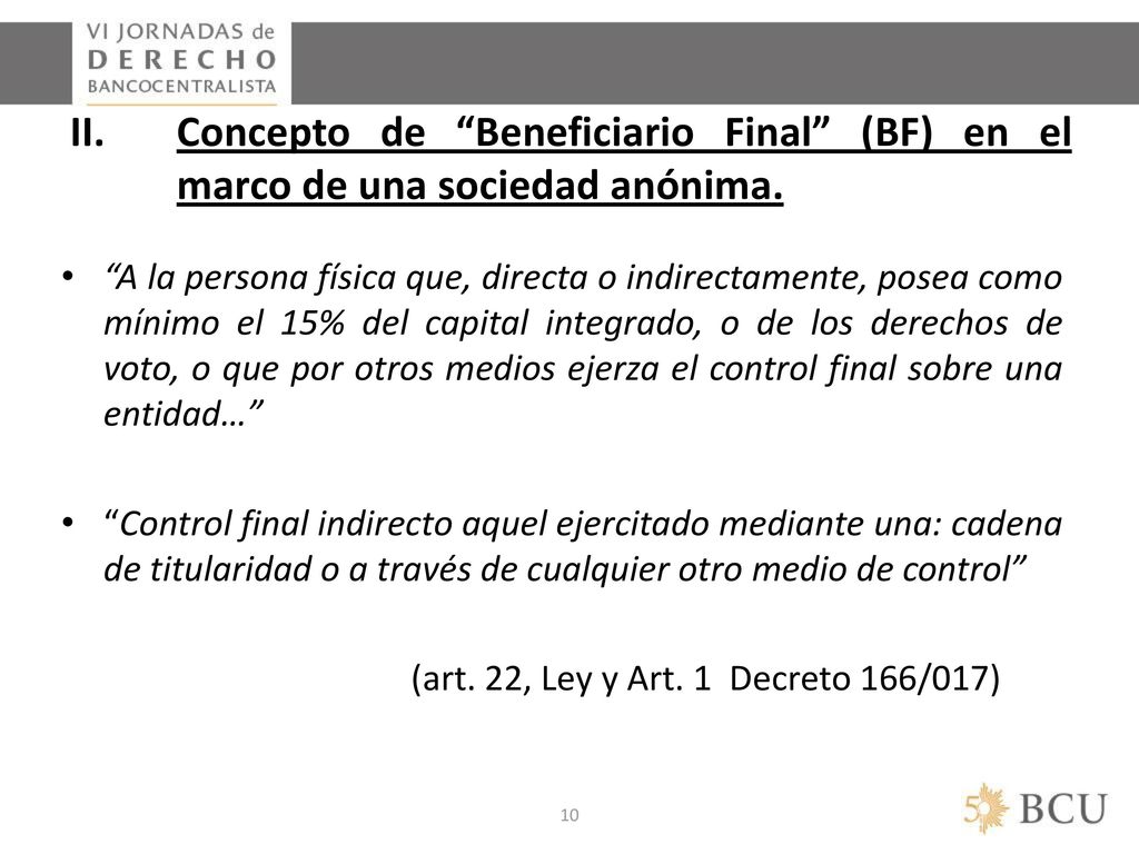 Concepto de Beneficiario Final (BF) en el marco de una sociedad anónima.