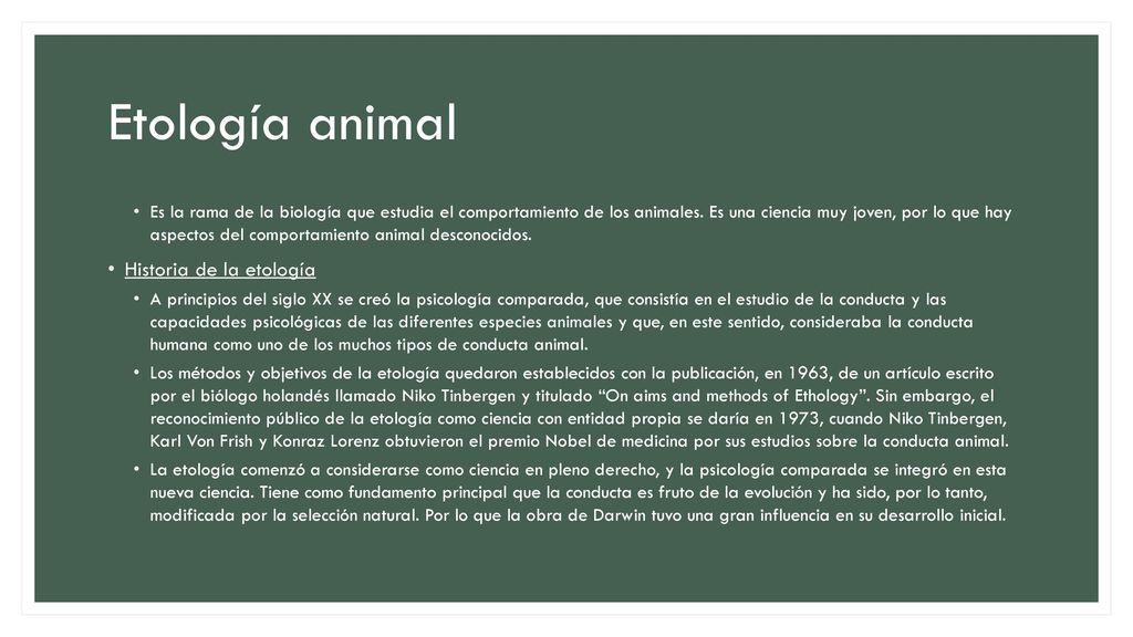 Etología animal Historia de la etología
