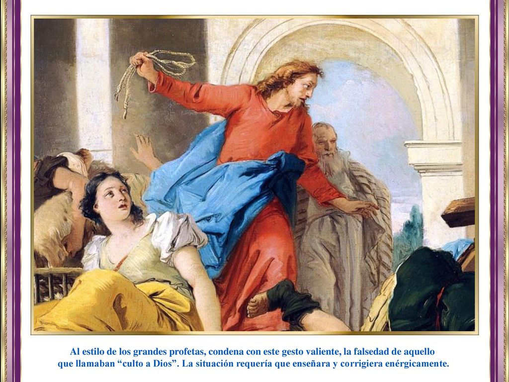 Al estilo de los grandes profetas, condena con este gesto valiente, la falsedad de aquello