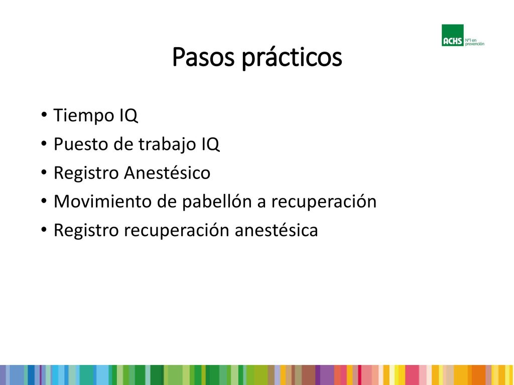 Pasos prácticos Tiempo IQ Puesto de trabajo IQ Registro Anestésico