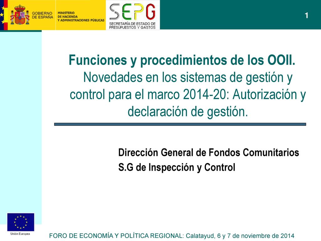Dirección General de Fondos Comunitarios S.G de Inspección y Control