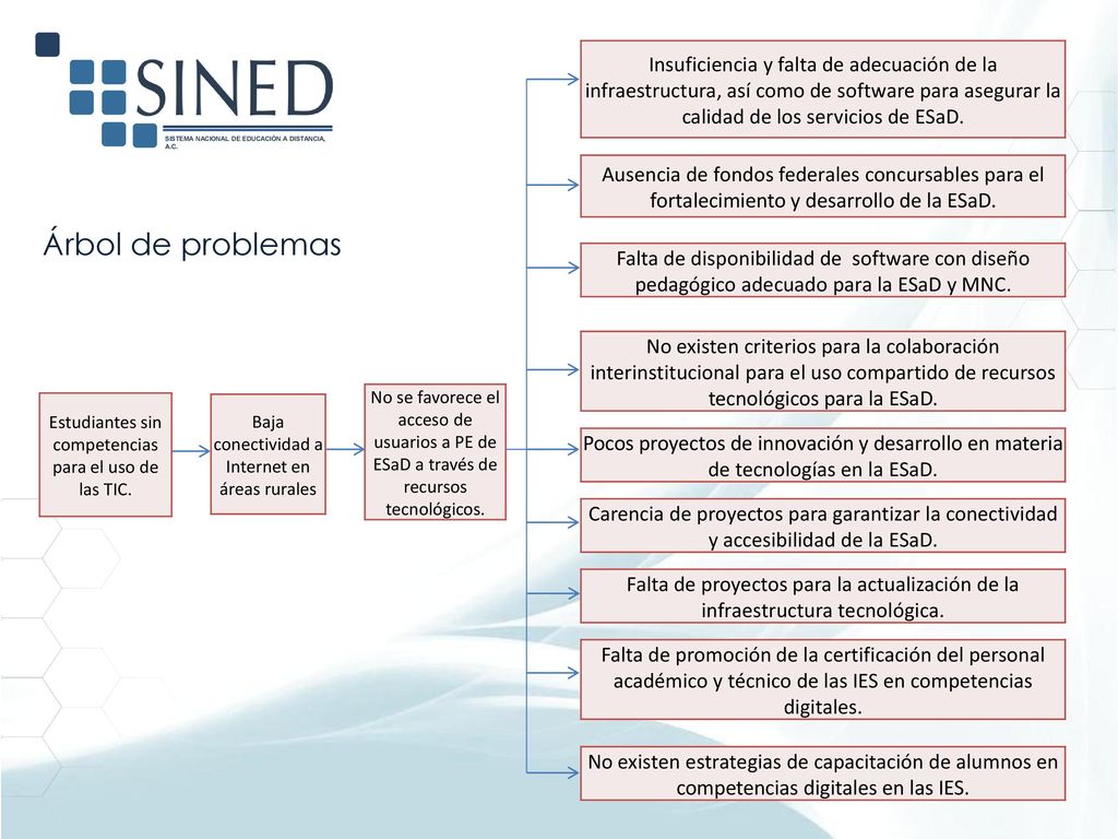 Insuficiencia y falta de adecuación de la infraestructura, así como de software para asegurar la calidad de los servicios de ESaD.