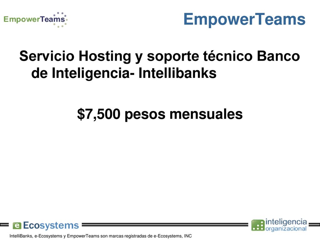 EmpowerTeams Servicio Hosting y soporte técnico Banco de Inteligencia- Intellibanks.
