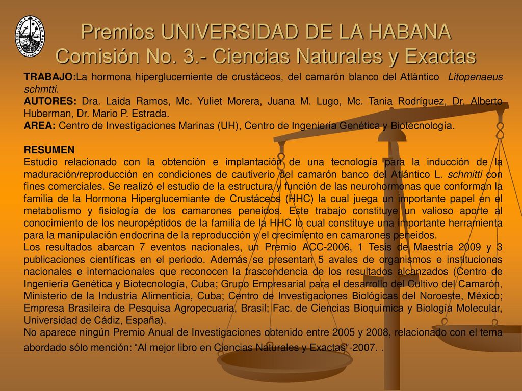 TRABAJO:La hormona hiperglucemiente de crustáceos, del camarón blanco del Atlántico Litopenaeus schmtti.