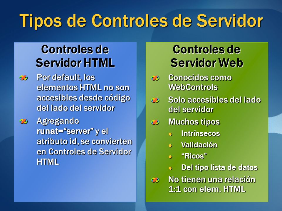 Tipos de Controles de Servidor
