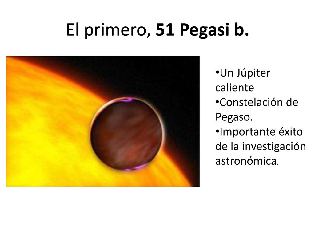 El primero, 51 Pegasi b. Un Júpiter caliente Constelación de Pegaso.